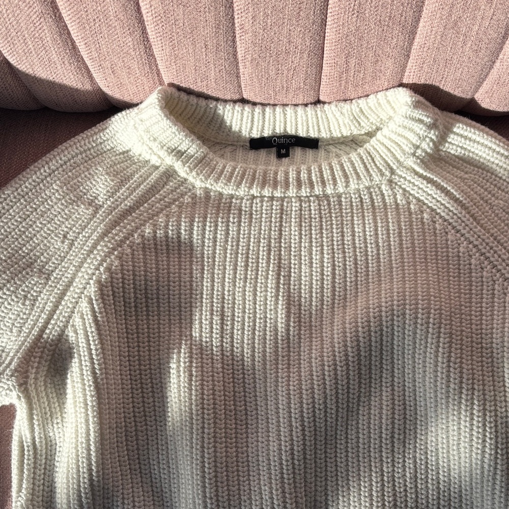 Quince cotton fisherman sweater white: M